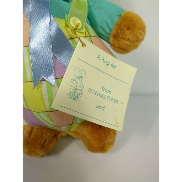 Vintage 1989 Bloomer Bunny Rabbit Plushie Stuffed Animal w/Blank- A Hug For Card - Picture 10 of 11
